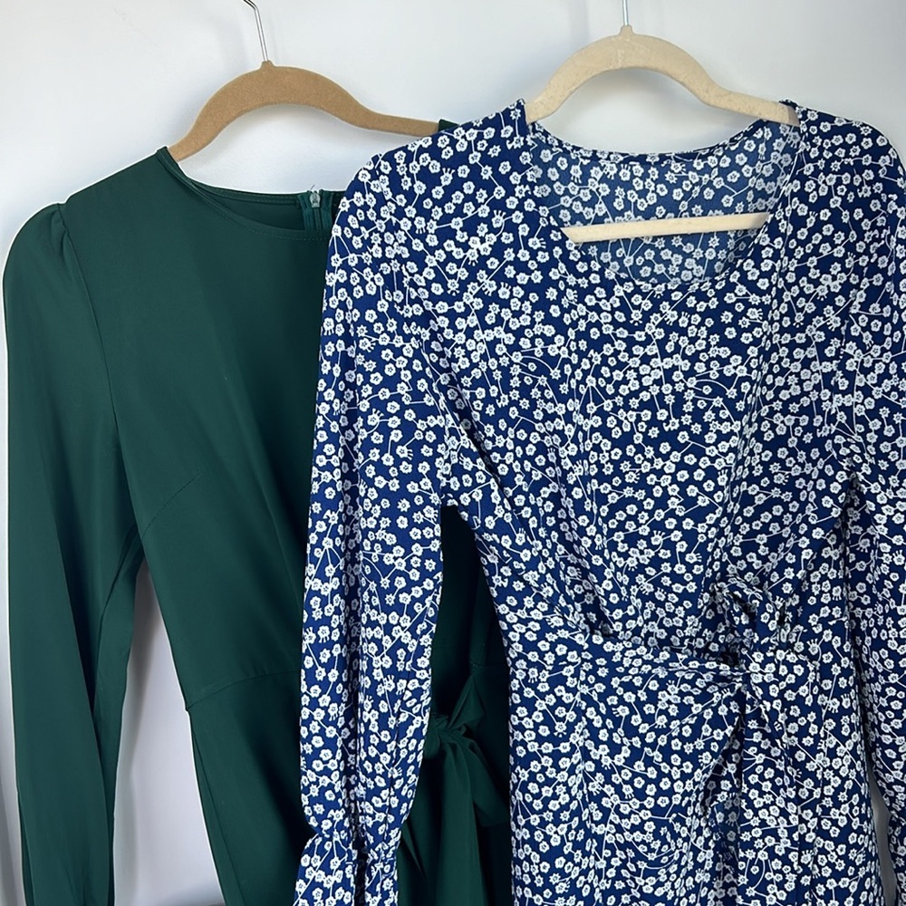 2 Relipop Women's Dresses Polka Dot Floral Print Long Sleeve Crewneck Ruffle